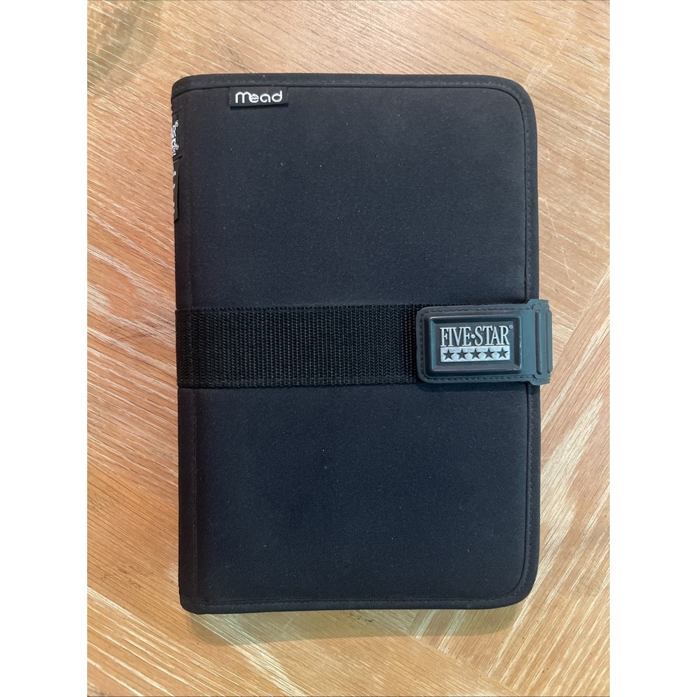 Mead Five Star Planner/Agenda/Organizer Binder in Black Nylon 7x10 Vintage 90's